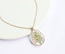 1pcs Handmade Teardrop real Clover pressed flower pendant jewelry