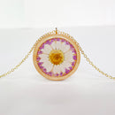 1pcs wood Resin pressed flower pendant necklace, Real dried flower jewelry