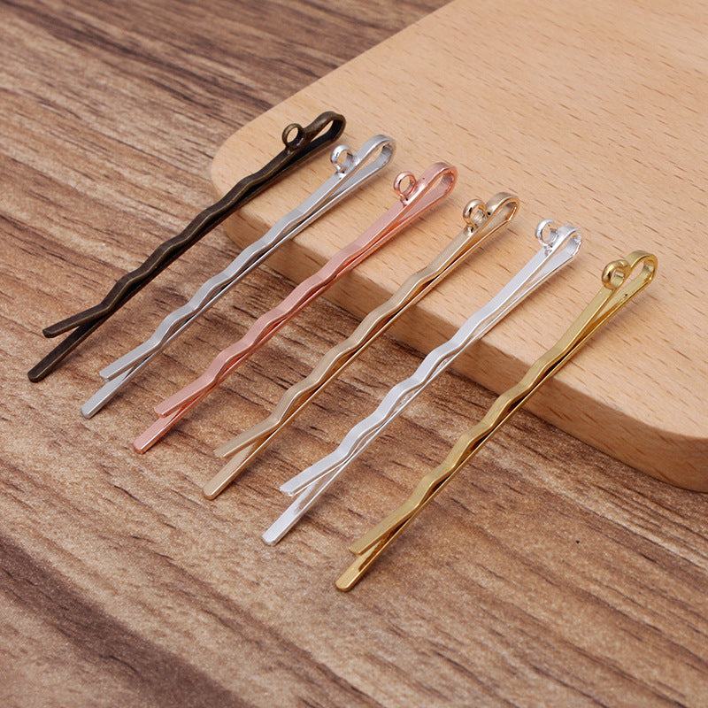 50pcs Hair Pins, Brass Bobby Pin with Ring, DIY Hairpin Hair Pins, Jewelry Vintage Blank Hairpin