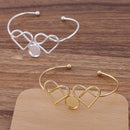 5pcs Double Heart bracelet blanks 12mm Bracelet Settings Bezel Bangle Bracelet Bases