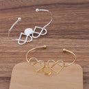 5pcs Double Heart bracelet blanks 12mm Bracelet Settings Bezel Bangle Bracelet Bases