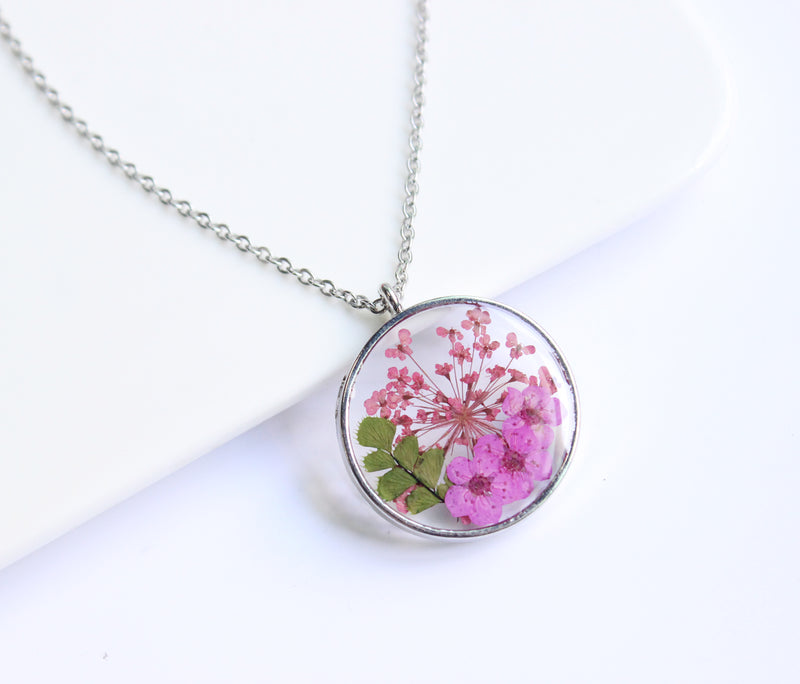 1pcs pressed flower pendant necklace, flower jewelry wholesale