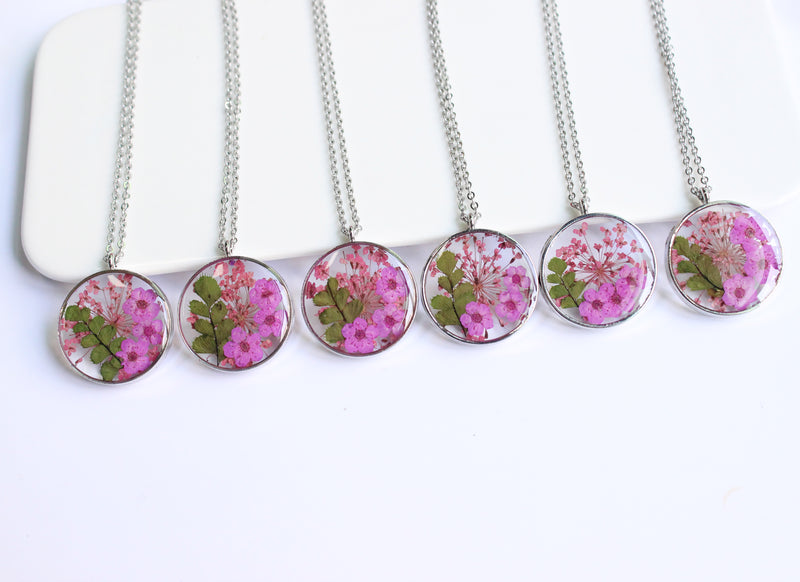 1pcs pressed flower pendant necklace, flower jewelry wholesale