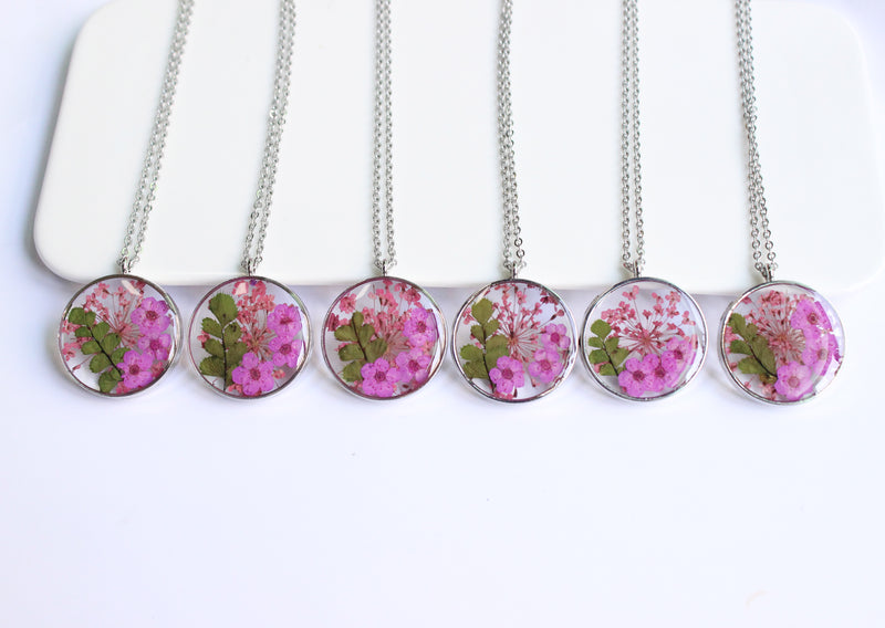 1pcs pressed flower pendant necklace, flower jewelry wholesale