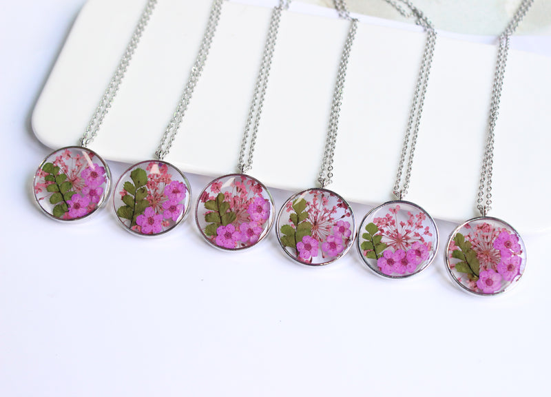 1pcs pressed flower pendant necklace, flower jewelry wholesale