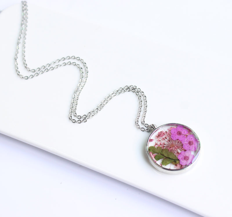 1pcs pressed flower pendant necklace, flower jewelry wholesale