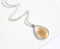 1pcs  Teardrop Resin Orange pressed flower pendant necklace, Real dried flower jewelry