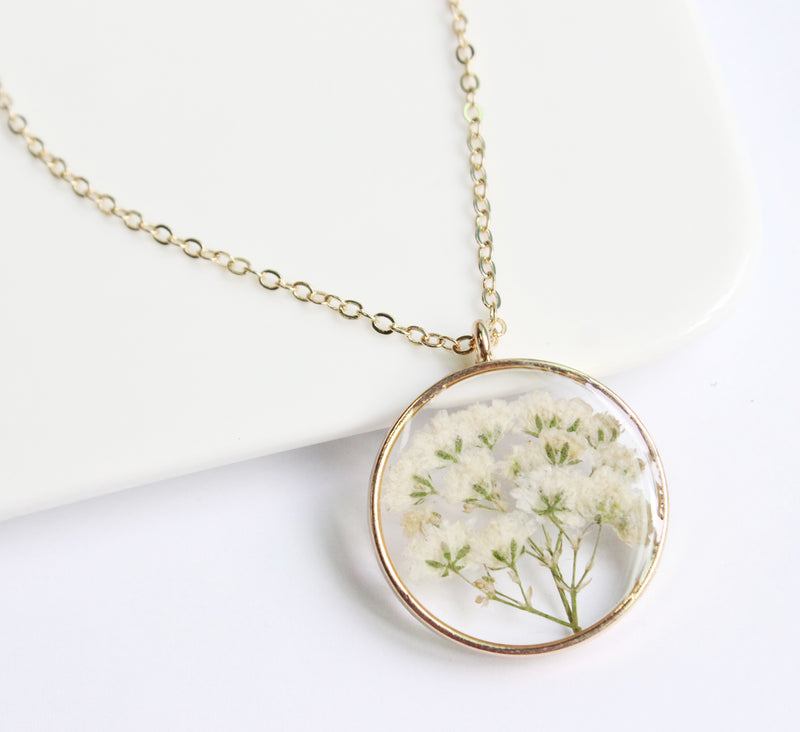 1pcs pressed flower pendant necklace, flower jewelry wholesale