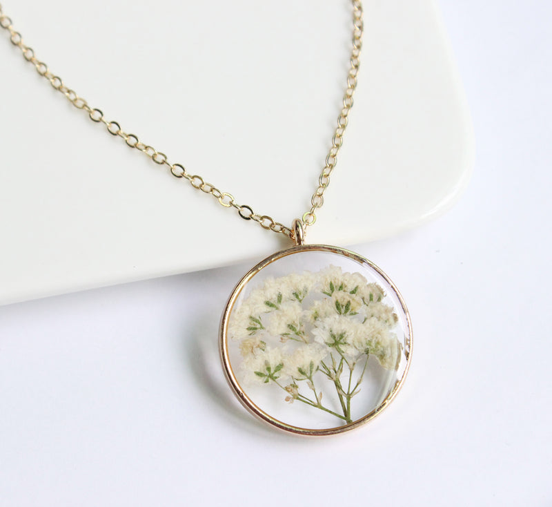 1pcs pressed flower pendant necklace, flower jewelry wholesale