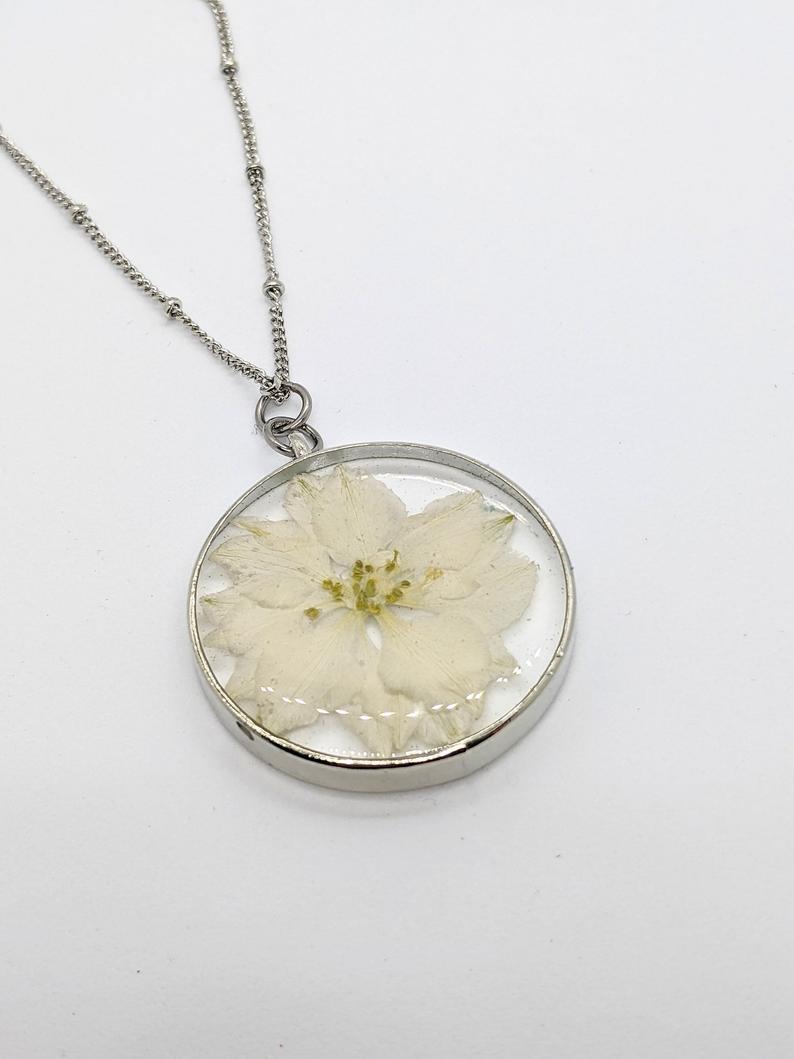 1pcs  floral pressed flower jewelry, pressed flower pendant necklace, Real dried flower jewelry wholesale