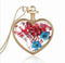 1pcs Pressed Flower Pendant Necklace - Heart-shaped gold frame