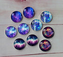 Handmade Round Photo Glass Cabachon geometric Starry sky A202