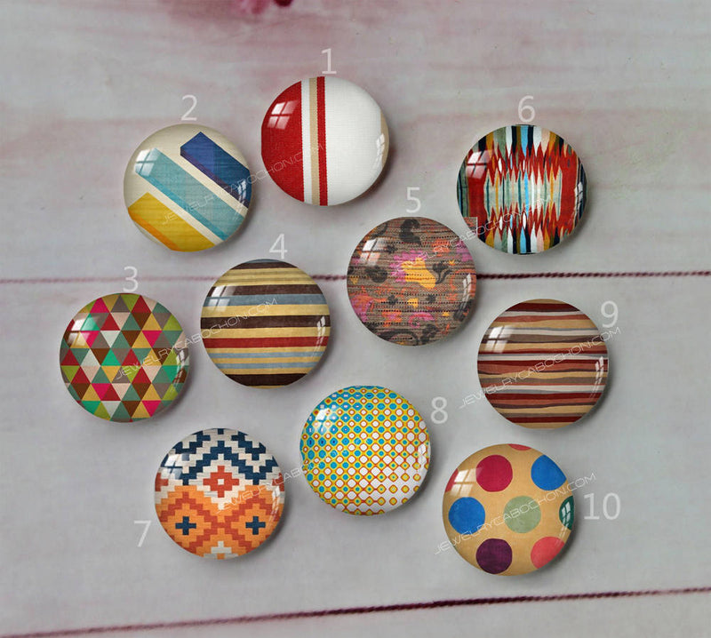 Handmade Round Photo Glass Cabochon geometric A701