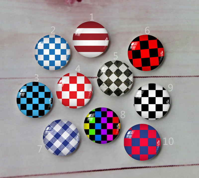 Handmade Round Photo Glass Cabochon Grid pattern A800