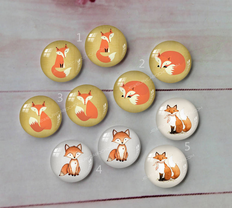 Handmade Round Photo Glass Cabachon Cartoon fox A88