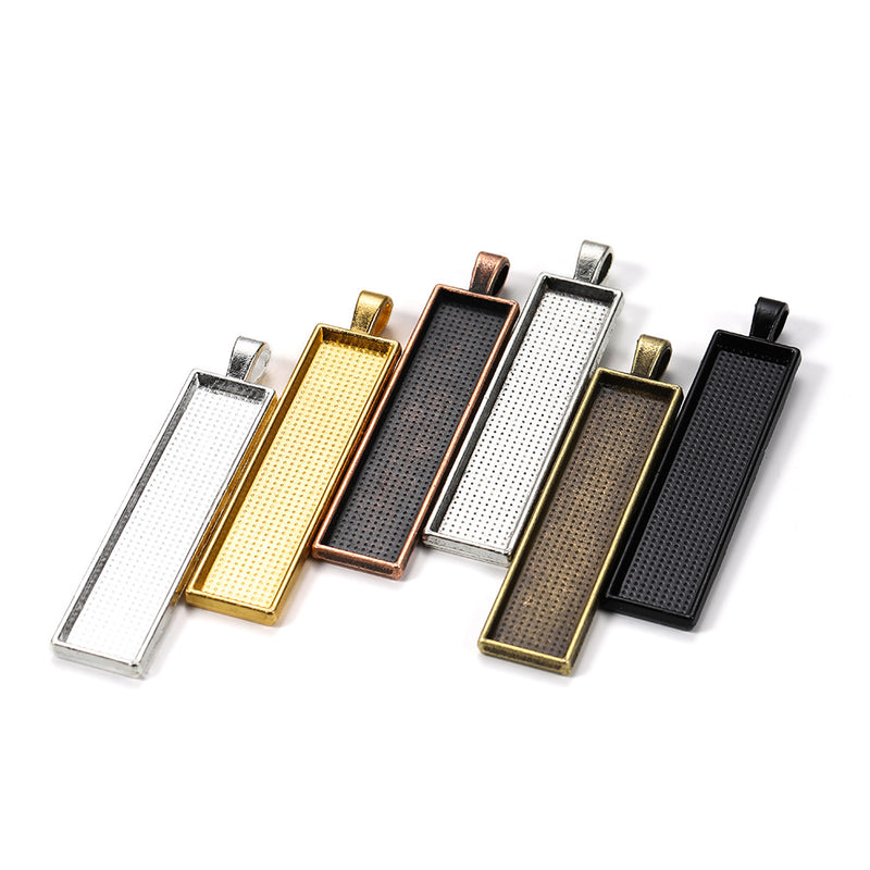 10pcs rectangle 10X50mm pendant settings, pendant necklace blank base trays