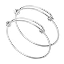 5pcs Stainless Steel Adjustable Bangle Double Loop 66mm Adjustable Wire Bangle