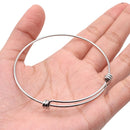 5pcs Stainless Steel Adjustable Bangle Double Loop 66mm Adjustable Wire Bangle