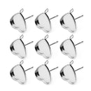 20-100pcs Surgical Stainless Steel Heart shaped Bezel Earring Studs,Base Earring Blanks,Earrings Base Settings