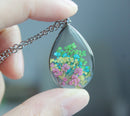 1pcs Handmade Teardrop pressed flower pendant jewelry