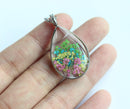 1pcs Handmade Teardrop pressed flower pendant jewelry