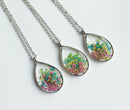 1pcs Handmade Teardrop pressed flower pendant jewelry