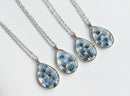 1pcs Handmade Do not forget me Teardrop pressed flower pendant jewelry