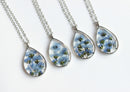 1pcs Handmade Do not forget me Teardrop pressed flower pendant jewelry