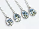 1pcs Handmade Do not forget me Teardrop pressed flower pendant jewelry