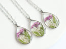 1pcs Handmade Teardrop pressed flower pendant jewelry