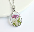 1pcs Handmade Teardrop pressed flower pendant jewelry