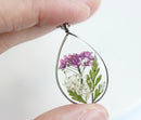 1pcs Handmade Teardrop pressed flower pendant jewelry