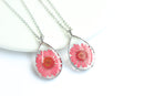 1pcs Handmade Teardrop pressed flower pendant jewelry