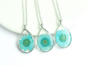 1pcs Handmade Teardrop pressed flower pendant jewelry