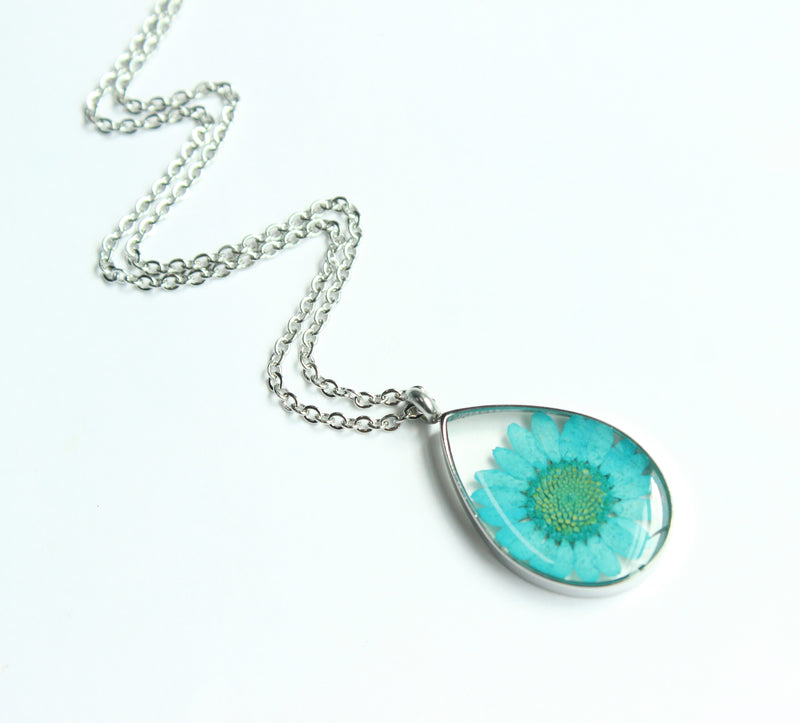 1pcs Handmade Teardrop pressed flower pendant jewelry