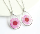 1pcs Handmade Teardrop pressed flower pendant jewelry