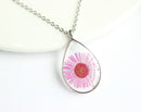 1pcs Handmade Teardrop pressed flower pendant jewelry