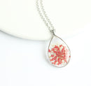 1pcs Handmade Teardrop pressed flower pendant jewelry