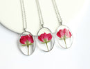 1pcs oval pressed flower pendant necklace, Real dried flower jewelry wholesale