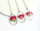 1pcs oval pressed flower pendant necklace, Real dried flower jewelry wholesale