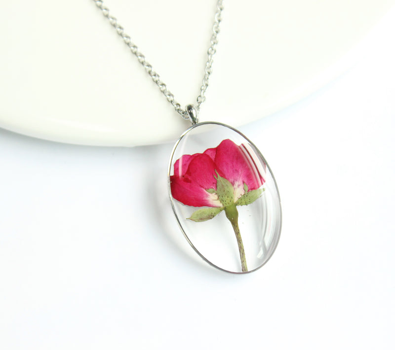 1pcs oval pressed flower pendant necklace, Real dried flower jewelry wholesale