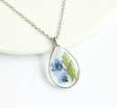 1pcs Handmade Teardrop Do not forget me pressed flower pendant jewelry