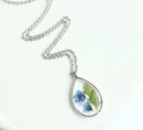 1pcs Handmade Teardrop Do not forget me pressed flower pendant jewelry