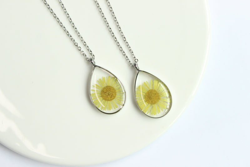 1pcs Handmade Chrysanthemum pressed flower pendant jewelry