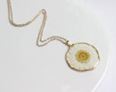 1pcs Crystal Chrysanthemum pressed flower pendant necklace jewelry