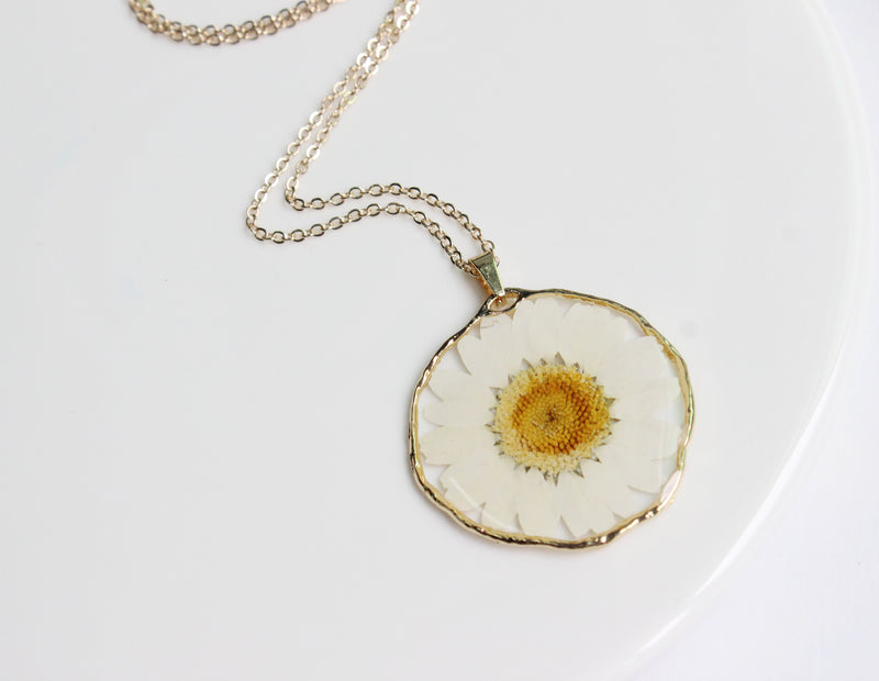 1pcs Crystal Chrysanthemum pressed flower pendant necklace jewelry