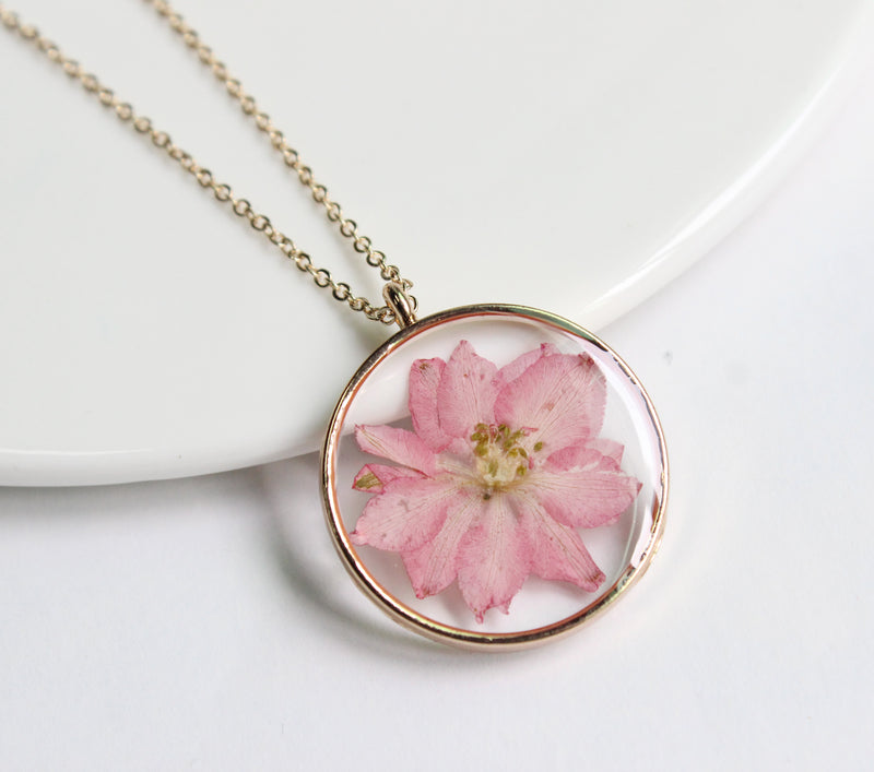 1pcs Handmade pressed flower pendant necklace jewelry