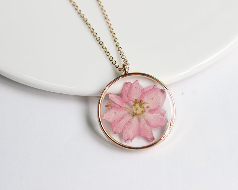 1pcs Handmade pressed flower pendant necklace jewelry