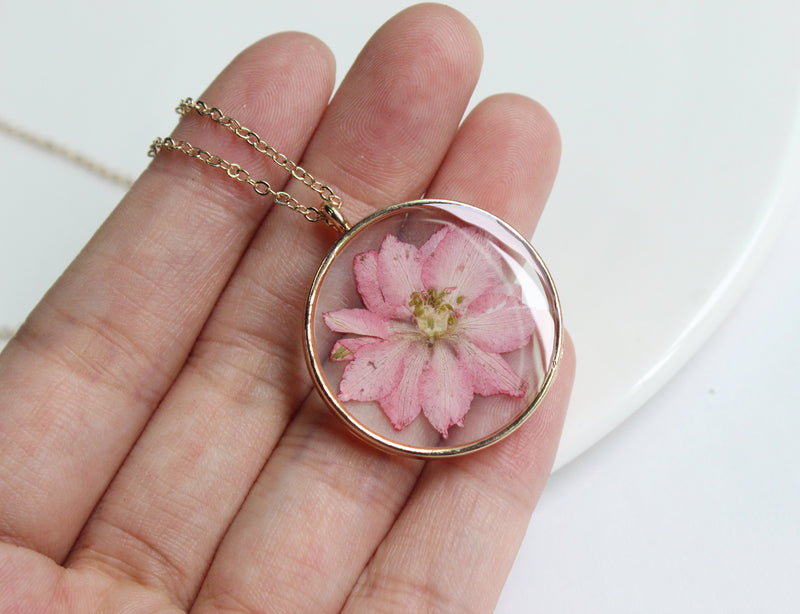 1pcs Handmade pressed flower pendant necklace jewelry