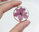 1pcs Purple feuiyan pressed flower jewelry, pressed flower pendant necklace, Real dried flower jewelry